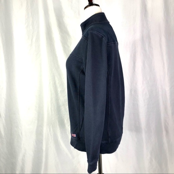 Vineyard Vines navy quarter zip sweatshirt pullover woven cotton shoulders XS - Picture 6 of 10